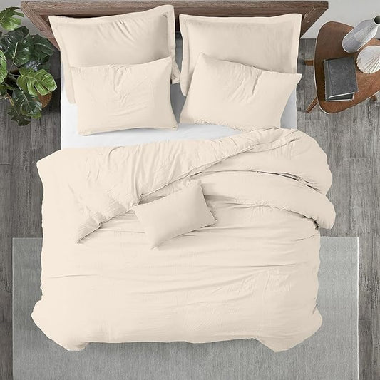 Kotton Culture 3 Pc Twin Size Duvet Cover Set- 100% Egyptian Cotton Sateen 600 Thread Count Ultra Soft Premium Durable Comforter Cover Zipper Closure & Corner Ties (Butter, Twin/Twin XL 68" X 90")