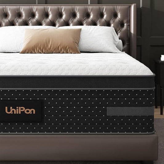 Queen Mattress 10 Inch Firm Hybrid Mattress in a Box Couples Motion Isolation with Extra Lumbar & Shoulder Support for Pain Relief, Hotel Collection- Fiberglass Free - 365 Night Trial