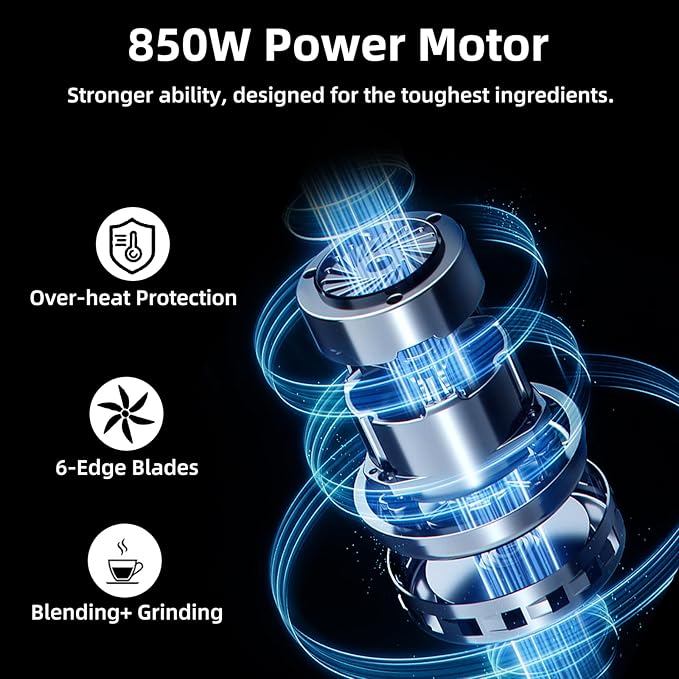 Panana Smoothie Blender 850W Portable Personal Blender and Grinder Combo Shakes and Smoothies 2 * 20Oz To-Go Cups & Lids, Personal Blenders for Juice, Frozen Drinks, Sauces