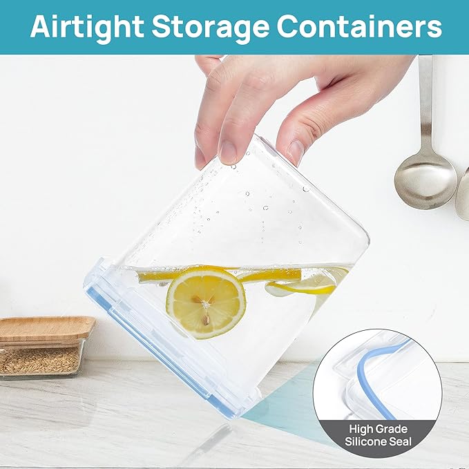 Vtopmart Airtight Food Storage Containers Set with Lids, 15pcs BPA Free Plastic Dry Food Canisters for Kitchen Pantry Organization and Storage, Dishwasher safe,Include 24 Labels, Blue