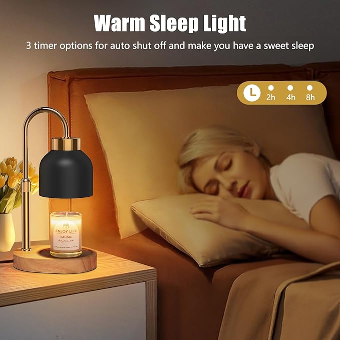 Candle Warmer Lamp with Dimmer Adjustable Height,Mothers Day Gifts,2/4/8H Timer,Vintage Home Decor for Scented Jar