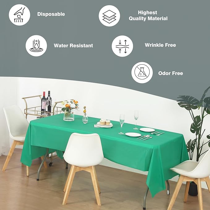 Craft And Party, Emerald Green Plastic Table Cover Roll - 40in X 100 feet Heavy Duty Plastic Banquet Table Cover Roll. (Emerald Green)