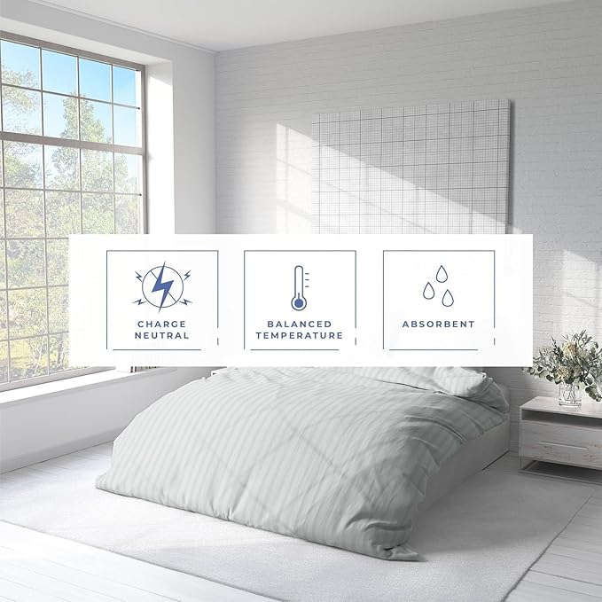 Kotton Culture 120"x98" 3 Pc Oversized King Duvet Cover Set 100% Egyptian Cotton - 600 TC Comforter Cover, Zipper Closure & Corner Ties - Fits Large King Inserts (Oversized King,Striped Silver)