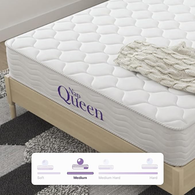 NapQueen Twin-XL Mattress, 6 Inch Elsa Innerspring Medium Feel, CertiPUR-US Certified, Twin-XL Bed Mattress in a Box, Fiberglass Free, White