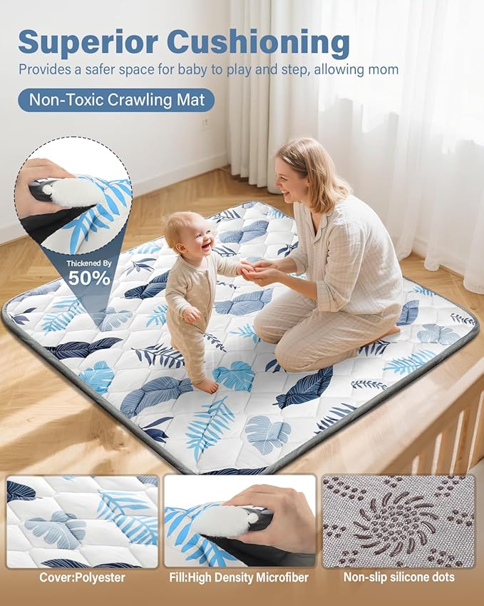 Baby Play Mats for Floor, 71x59 Playpen Mat, Thicken Cushioning Padding Foam Playmate for Baby and Toddlers Infants, Non-Slip & Machine Washable Tummy Time Mat