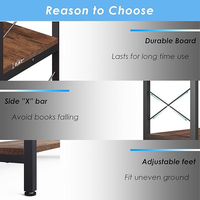 Corner Bookshelves and Bookcases Industrial Corner Etagere Bookcase L Shaped Shelf 6 Tiers with Metal Frame for Living Room Home Office