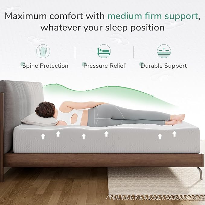 Novilla Full Mattress, 10 Inch Memory Foam Mattress Full Size WithComfort Foam for Pressure Relief & Cool Fresh Sleep,Removable Washable Cover,Full Memory Foam Mattresses, Medium Firm