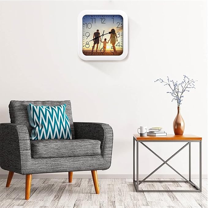 Custom Wall Clock, Personalized Wall Clock with Photo/Image Text Non-Ticking Clock Silent Customized Digital Wall Clocks Customized Gift for Living Room Kitchen Bathroom Home Decor