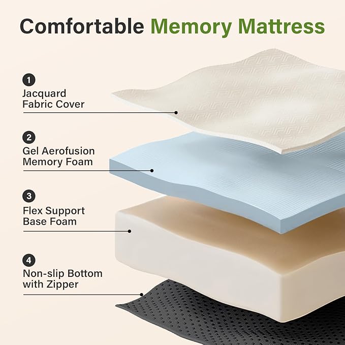 Folding Mattress 3in TwinXL Memory Foam Tri-Folding Mattress with Washable Cover Foldable Floor Mat for Guest Bed, Camping, Yoga, RV Travel, White (Size: 38" L x 80" W x 3" Th)