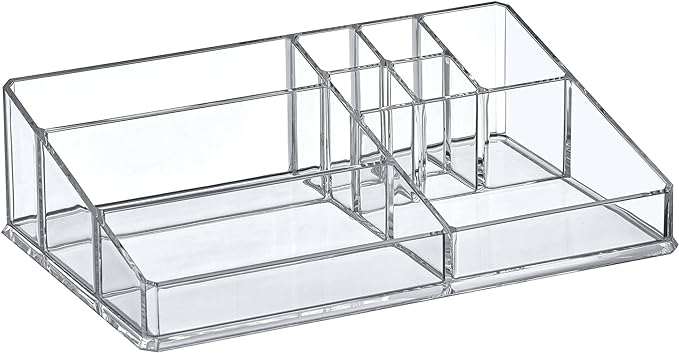 Amazing Abby - Tiffany - Acrylic Cosmetic Organizer, Transparent Plastic Makeup Holder, Compartmented, Shatter-Proof, Perfect Bathroom Vanity Storage Solution for Beauty Supply, Large