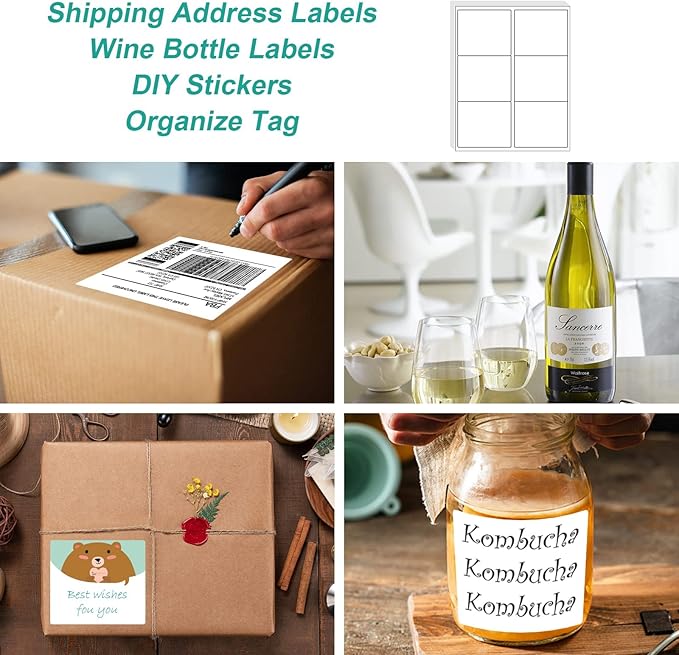 MFLABEL 3-1/3" x 4" Shipping Address Sticker, FBA Labels, 6-UP Sticker Label, White Shipping Label, Easy to Peel, Address Paper for Laser/Ink Jet Printer, 6 Per Page (60000 Labels, 10000 Sheets)