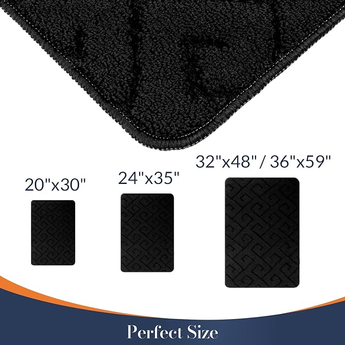 Walensee Indoor Doormat, Front Door Mat for Entrance (36"x59" Black) Machine Washable Entryway Rug, Non Slip Trapper Door Rugs Absorbent Dirt Low Profile Shoes Scraper Inside Floor Mats
