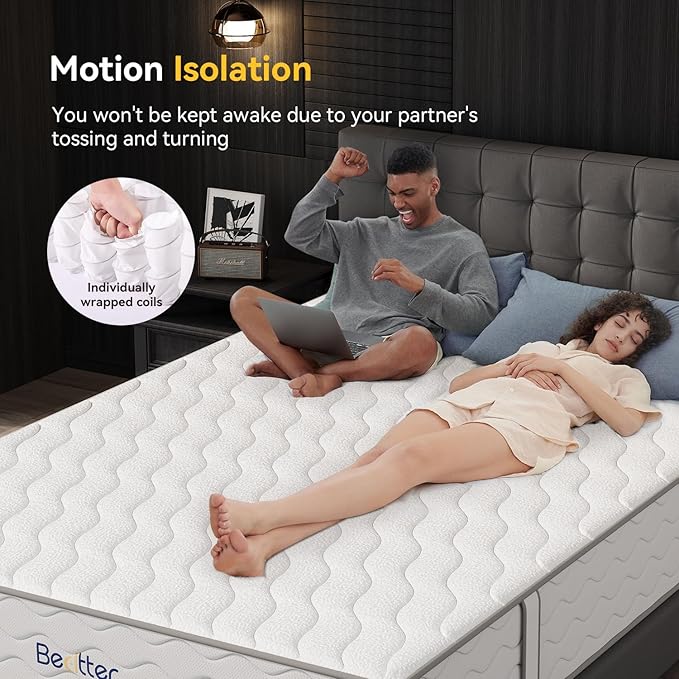 14 Inch Twin Hybrid Mattress, 7-Zone Green Tea & Charcoal Cooling Gel Memory Foam Mattress in a box,Pocketed Springs for Isolate Motion, Pressure Relief, CertiPUR-US Certified, Support Comfort
