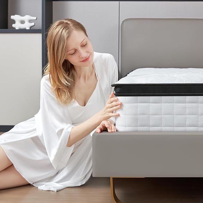 12 Inch White Twin Spring Mattress,Medium Firm with Gel Memory Foam,Individually Pocketed Coil,Fiberglass-Free Fire Retardant CertiPUR-US Certified,75"*39"*12"