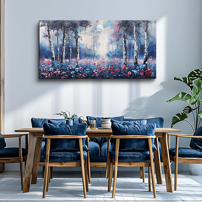 MHARTK66 Large Boho Wall Art For Bedroom Canvas Wall Decor For Living Room Trees Forest Scenery Paintings Office Decoration Stretched And Framed Pictures Modern Aesthetic Home Decor Mural Artwork