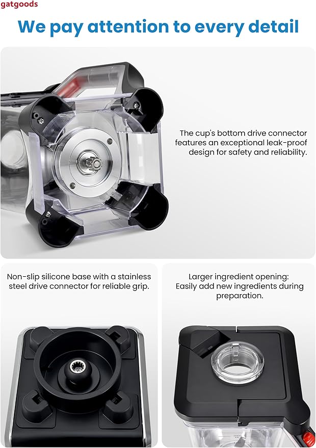 72 Oz Large Blender - 2200W Professional, High Speed Commercial Blender, Variable Speed, Self-Cleaning, Dishwasher Safe