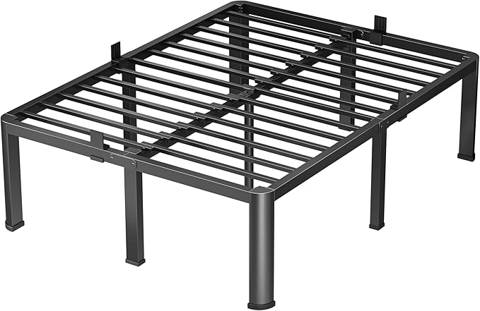 16 Inch King Heavy Duty 3500 lbs Bed Frame with Round-Corner Legs & Anti-Squeak Design – Quick Assembly Metal Platform, No Box Spring Needed