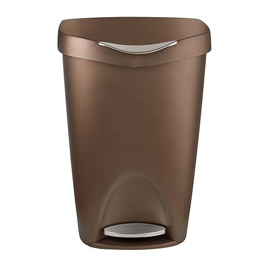 Umbra 084200-125 , Bronze Brim Large Kitchen Trash Stainless Steel Foot Pedal – Stylish and Durable 13 Gallon Step Garbage Can with Lid