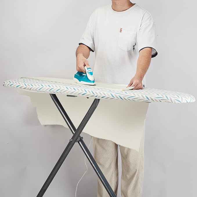 BNDX Ironing Board Cover and Pad - Large Silicone Coating, Scorch Resistant Padding,Extra Thick Heavy Duty Padded 4 Layers, Bongee Cord Edge,2 Click Buckles for Smooth Iron, Summer Willow 18x49