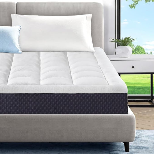 ONENICE 6 Inch King Size Mattress in a Box, Cooling Gel Memory Foam Removable Pillow-Top Mattress, CertiPUR-US Certified, Fiberglass-Free, Medium Firm Support, Ergonomic Design for Pressure Relief