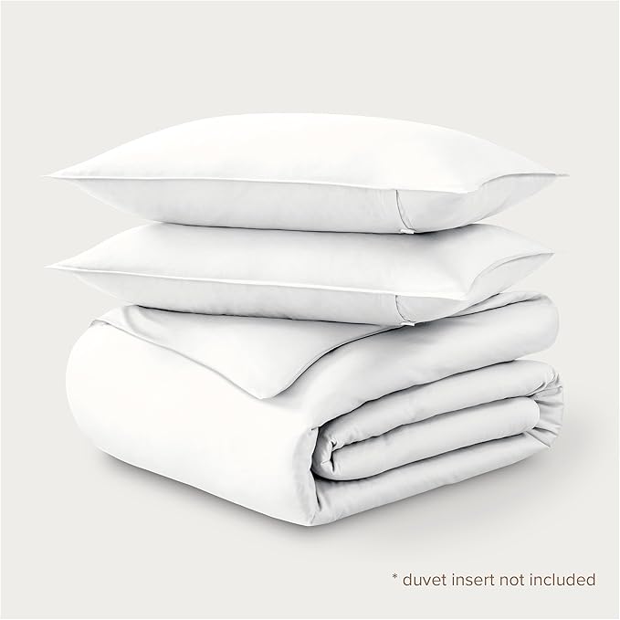 Bare Home 100% Organic Cotton Sateen Duvet Cover Set - 400 Thread Count - Smooth Sateen Weave - Warm & Luxurious - Duvet Cover (King/Cal King, White)