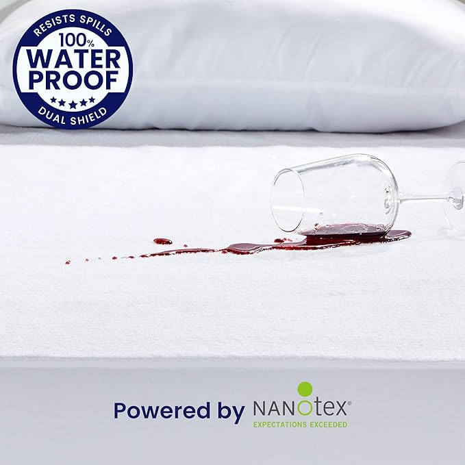 SLEEP ZONE Waterproof Mattress Protector Twin Size, Soft Breathable Cotton Terry Mattress Cover, Washable Noiseless Bed Cover Deep Pocket 8"-21", Twin