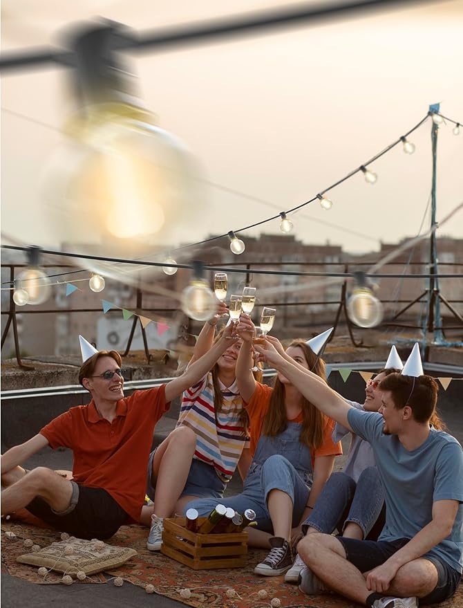 SUNSGNE Outdoor String Lights, 50FT Outdoor Globe Lights with 52 G40 Shatterproof LED Bulbs(2 Spare), String Lights for Outside Patio Porch Garden Backyard Balcony Deck Decor, E12 Sockets