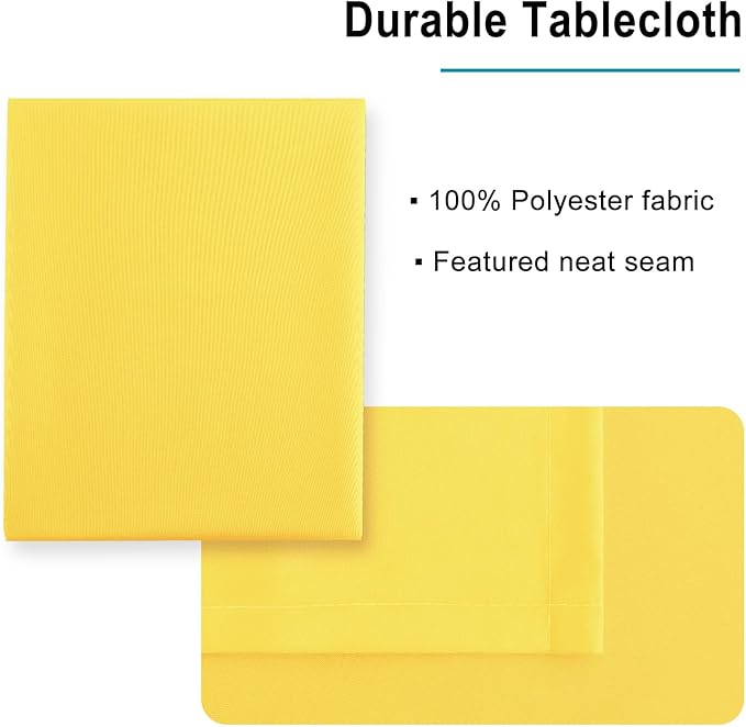 Hiasan Yellow Tablecloth for Rectangle Tables - Waterproof and Spillproof Washable Fabric Table Cloth for Dining Room Kitchen Party, 60 x 84 Inch