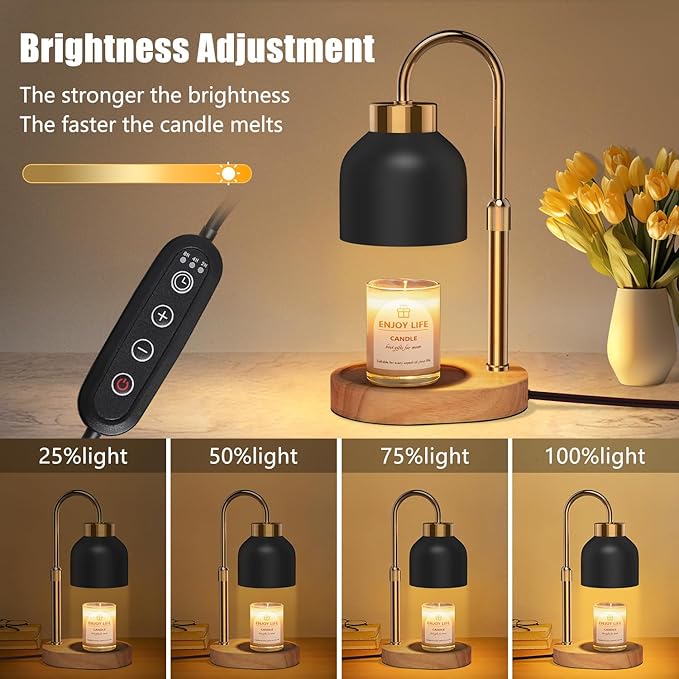 Candle Warmer Lamp with Dimmer Adjustable Height,Mothers Day Gifts,2/4/8H Timer,Vintage Home Decor for Scented Jar