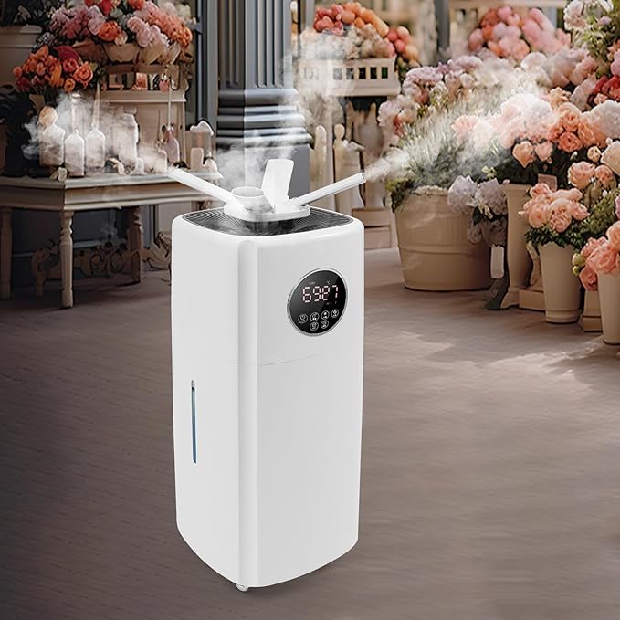 5.5Gal/21L Large Humidifiers, Quiet Whole House Humidifier for 3000 sq.ft, Cool Mist Top Fill Humidifier with 3 Mist Levels, Extension Tube, 2000ML/H Dual 360° Nozzles, Wheels & Remote Control