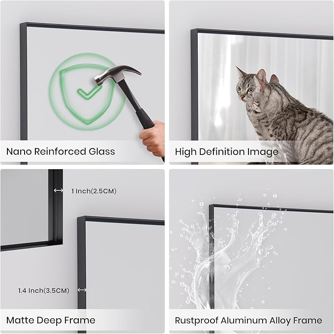 Wall Mirror 30" x 40" for Bathroom Modern Black Deep Frame Mirror for Wall Decorative Horizontal or Vertical Wall Mounted Mirror for Bedroom Living Room Entryway Wall Decor