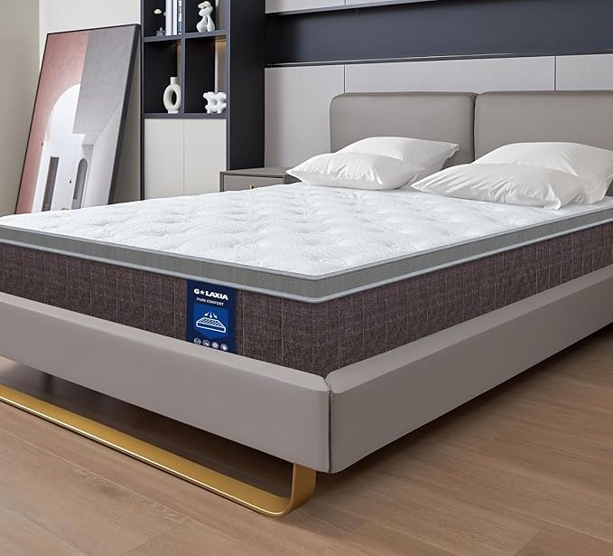 12 Inch Dark Grey Twin Spring Mattress,Medium Firm with Gel Memory Foam,Individually Pocketed Coil,Fiberglass-Free Fire Retardant CertiPUR-US Certified,75"*39"*12"