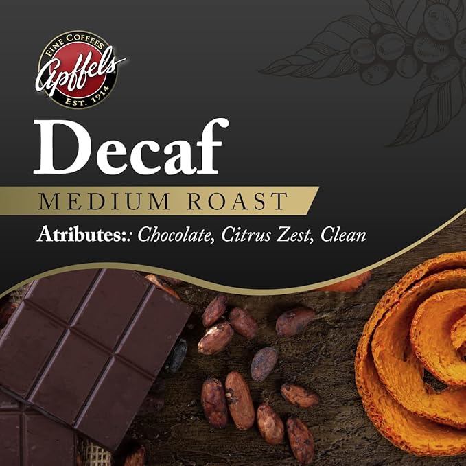 Apffels Colombian Decaf – Ground, Medium Roast, 100% Arabica Coffee (18 pack – 2.5 oz Each)