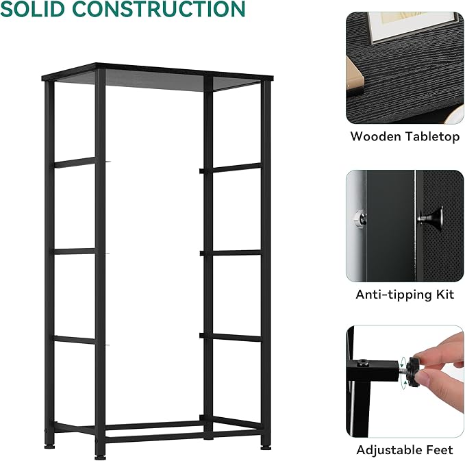 YITAHOME Dresser with 4 Drawers - Fabric Tower, Organizer Unit for Living Room, Closets - Sturdy Steel Frame, Easy Pull Fabric Bins & Wooden Top