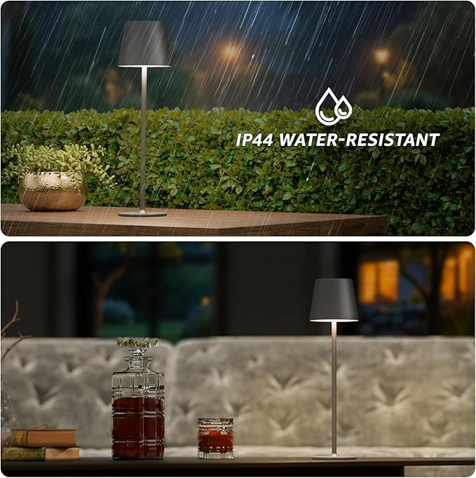 uuffoo 3 Pack Rechargeable Table Lamp Battery Operated Cordless Table Lamps with 3 Colors Stepless Dimming, Desk Night Light for Restaurant, Patio, Bedroom, Bar (Black)