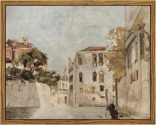 InSimSea Framed Wall Art for Living Room Classical Cityscape Painting Vintage Wall Decoration View of Venice Moody Canvas Print Bathroom Pictures Farmhouse Shelf Decor Office Home Rustic Decor 8x10in