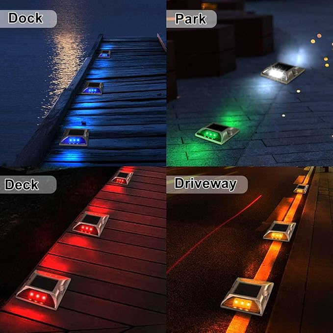 Aolyty Solar Dock Lights - IP68 Waterproof Deck Warning Step Lights for Sidewalk Stair Garden Pathway Walkway (2 Pack, White)