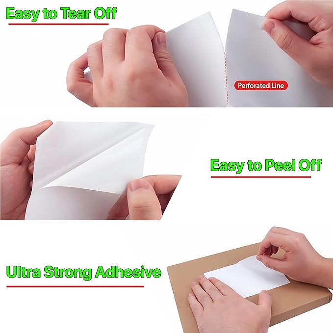 Fanfold [4 x 6 inch] x [6000 Labels] Thermal Stack Direct White Strong Adhesive Perforated Postage Shipping Printer Compatible with Zebra SNBC Epson Rollo (6000 Labels, Fanfold)