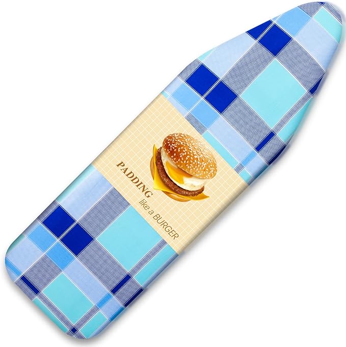 BNDX Ironing Board Cover, 18" x 49" Standard Size Thick Padding with Bongee Cord, Stain Resistant & Durable Scorch, 2 Click Buckles for Smooth Iron and Easy Installation Blue Horizon