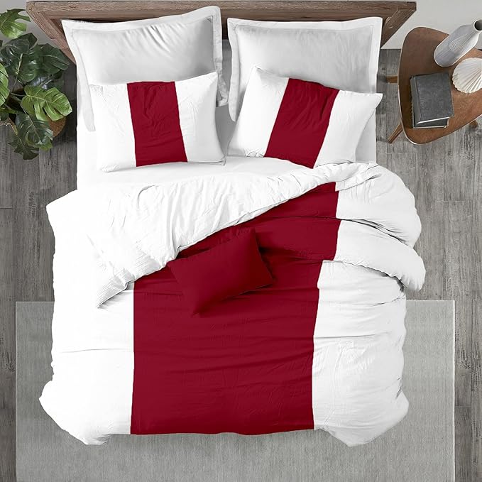 Kotton Culture 120"x98" 3 Pc Oversized King Duvet Cover Set 100% Egyptian Cotton - 600 TC Comforter Cover, Zipper Closure & Corner Ties - Fits Large King Inserts (Oversized King,Snow Red)
