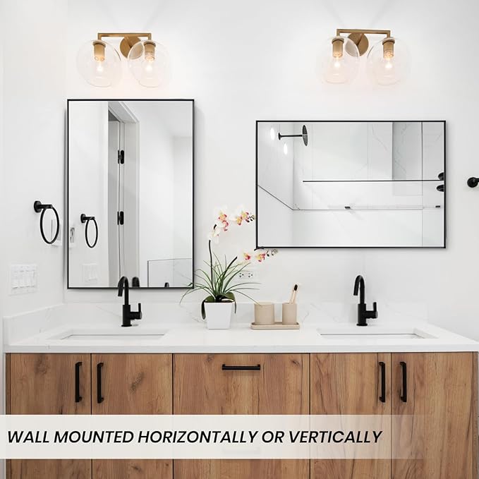 Wall Mirror 24" x 36" for Bathroom Modern Black Deep Frame Mirror for Wall Decorative Horizontal or Vertical Wall Mounted Mirror for Bedroom Living Room Entryway Wall Decor
