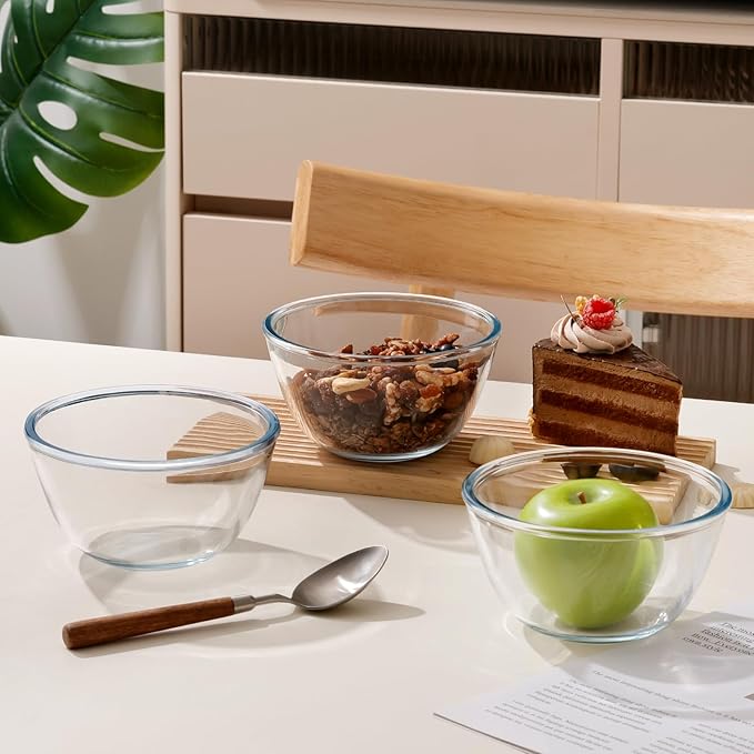 NUTRIUPS Glass Bowls Set Cereal Bowl Glass Salad Bowls Small Bowl for Kitchen (30oz-set of 2)