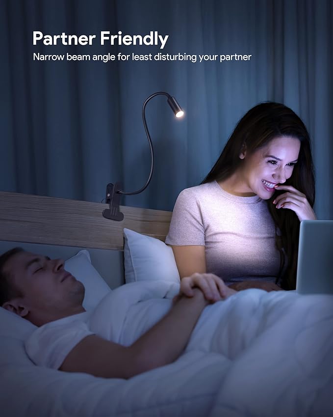 JHD Led Desk Lamp with Clamp - 10 Brightness Levels, 12" Flexible Gooseneck,Eye Protection USB Lamp - Suitable for Home Office, Reading, Bed Light,Quality Black Metal Clamp Light,Headboard Lamp
