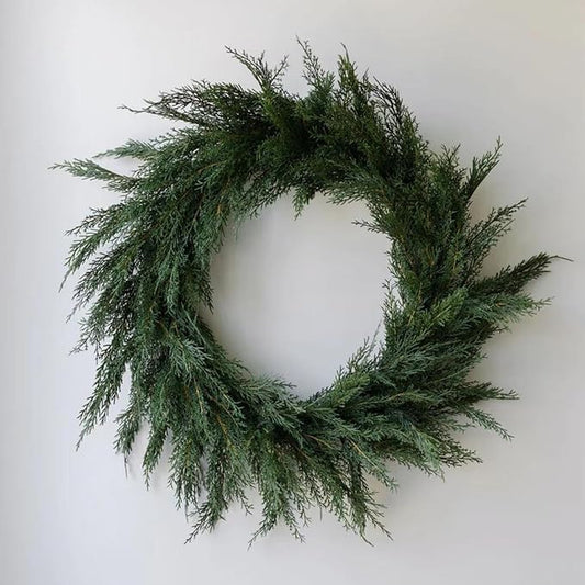 CG Hunter Holiday Collection Cedar Wreath, Premium Artificial Indoor and Outdoor Large 30" Cedar Christmas Wreath, Christmas Decorations and Holiday Greenery