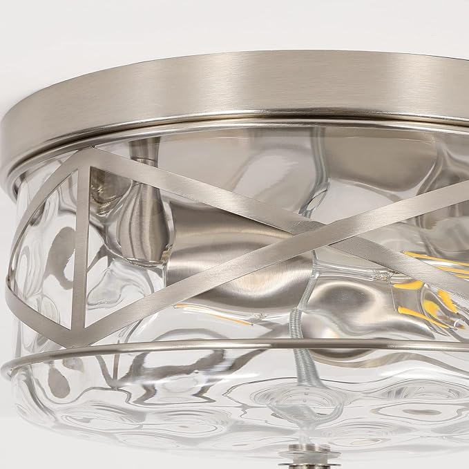 2-Light Flush Mount Ceiling Light Farmhouse Kitchen Island Ceiling Light with Bubble Glass Close to Ceiling Light Fixture for Living Room Bedroom Foyer Hallway