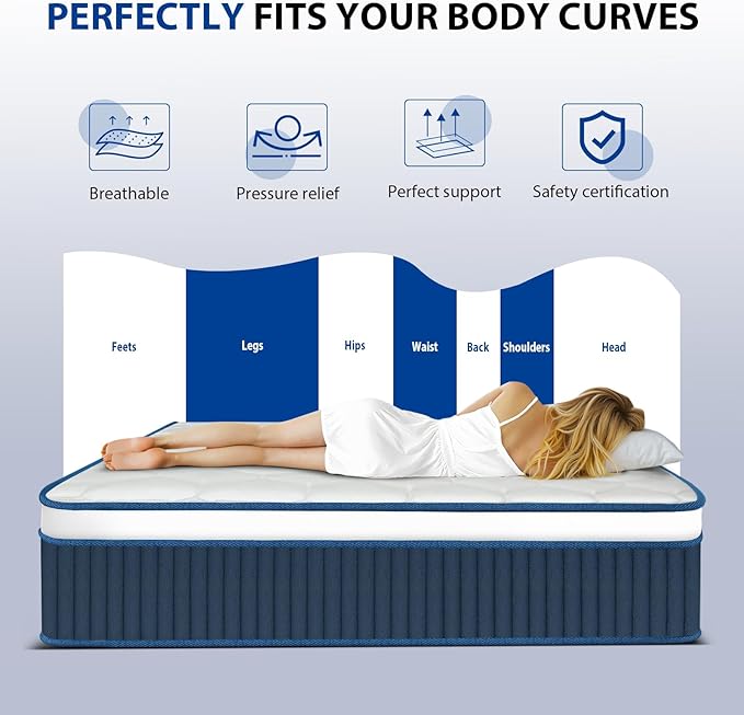King Mattress 14 Inch, Hybrid King Size Mattress in a Box, Gel Memory Foam Mattress with Pocket Springs, Medium Firm Feel, Edge Support, Cool Sleep, Motion Isolation & Pressure Relief