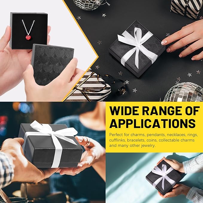 Glarks 17pcs 2.95 x 2.95in Jewelry Gifts Boxes Kit, Black Fan Shaped Jewelry Boxes for Ring Earring Jewelry, Christmas, Birthday, Anniversaries, Valentine’s Day, Mother’s Day and Other Festivals