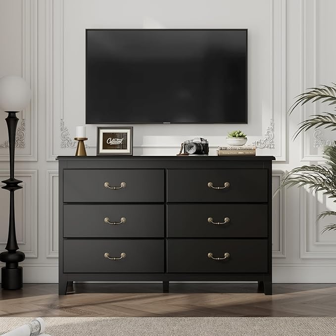 Farmhouse Dresser for Bedroom, Dressers & Chests of Drawers with Large Drawer, Wooden Tall Rustic Dresser for Bedroom