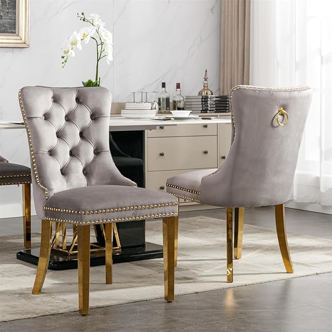 70" Marble Dining Table Set for 6, Modern 7 Piece Dining Room Table Set with White Faux Marble Dining Table & 6 Grey Velvet Upholstered Chairs, Luxury Gold Kitchen Table Chairs Set of 6