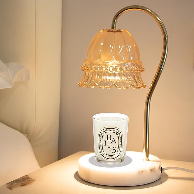 Candle Warmer Lamp with Timer & Dimmer, Electric Candle Lamp Warmer with 2 Bulbs for Scented Candle, Home Decor Gift for Her, Mother’s Day Gift (Milk Tea)